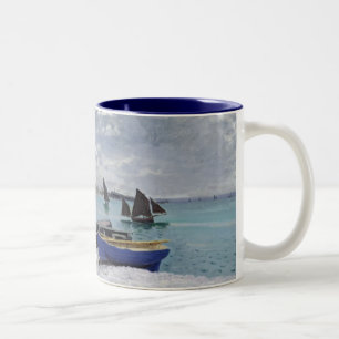 Claude Monet   The Beach at Sainte-Adresse Two-Tone Coffee Mug