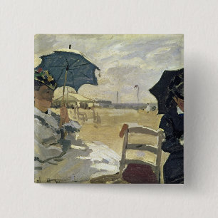 Claude Monet   The Beach at Trouville, 1870 15 Cm Square Badge