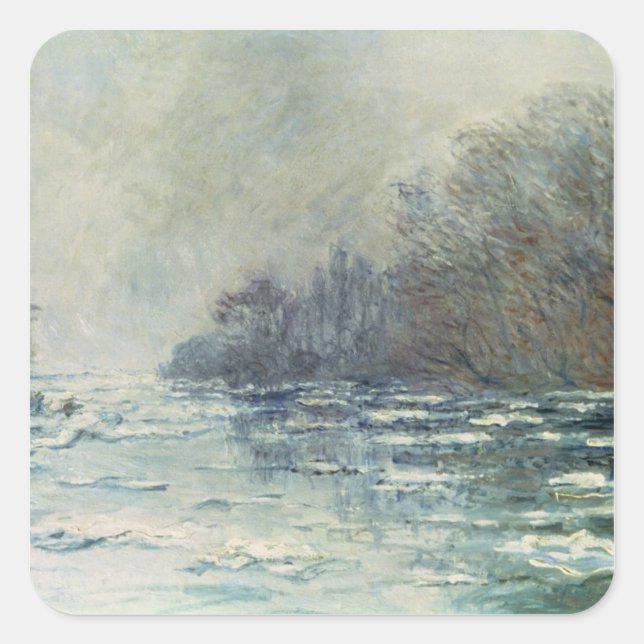 Claude Monet | The Break up at Vetheuil, c.1883 Square Sticker (Front)