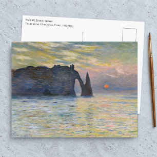 Claude Monet - The Cliff, Etretat, Sunset Postcard
