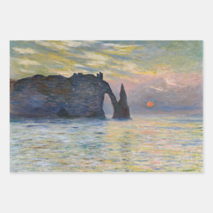 Claude Monet - The Cliff, Etretat, Sunset Wrapping Paper Sheet