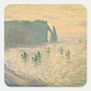 Claude Monet The Cliffs at Etretat, 1886 Square Sticker