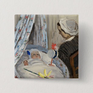 Claude Monet The Cradle, Camille with Son Jean 15 Cm Square Badge