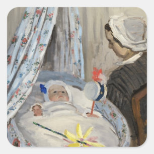 Claude Monet The Cradle, Camille with Son Jean Square Sticker