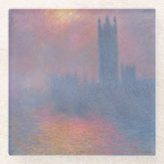 Claude Monet | The Houses of Parliament, London Glass Coaster (Front)