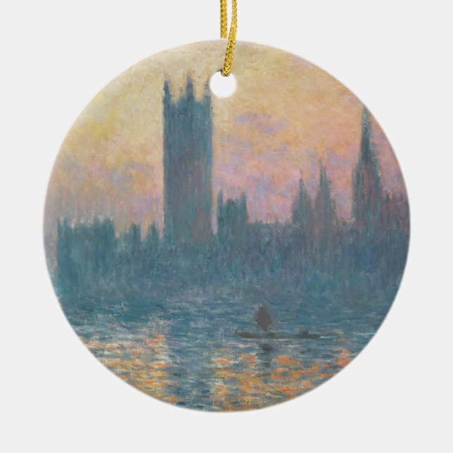 Claude Monet | The Houses of Parliament, Sunset Ceramic Tree Decoration (Front)