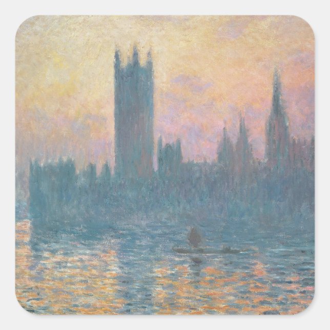 Claude Monet | The Houses of Parliament, Sunset Square Sticker (Front)