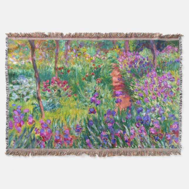 Claude Monet: The Iris Garden at Giverny Throw Blanket (Front)