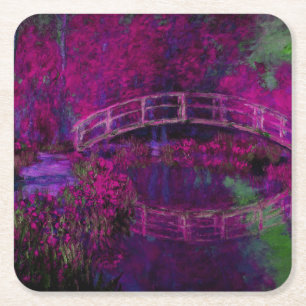 Claude Monet The Japanese Bridge purple Square Paper Coaster