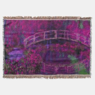 Claude Monet The Japanese Bridge purple Throw Blanket