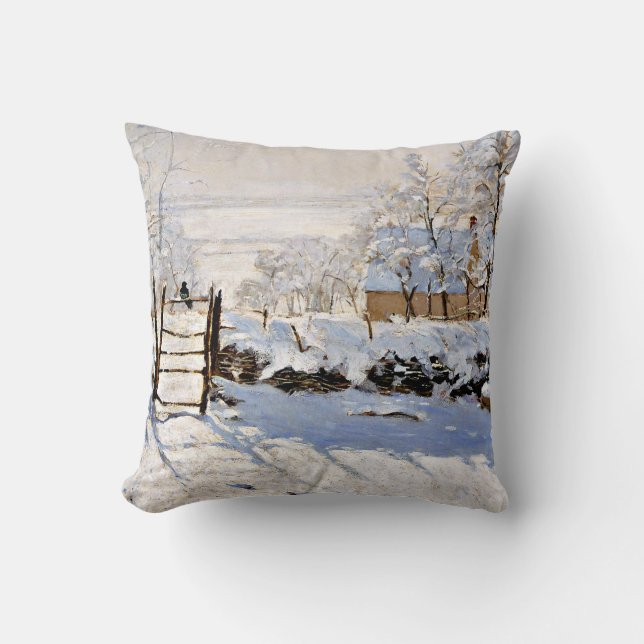 Claude Monet, The Magpie, famous painting, Cushion (Front)