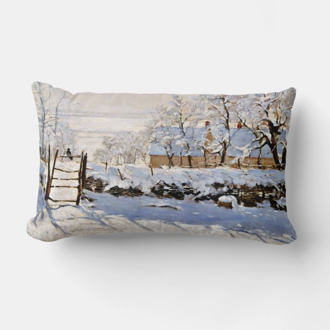 Claude Monet, The Magpie, famous painting, Lumbar Cushion (Front)