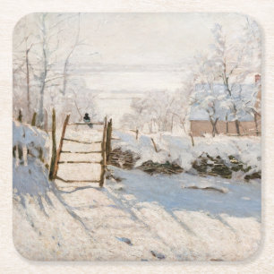 Claude Monet - The Magpie Square Paper Coaster