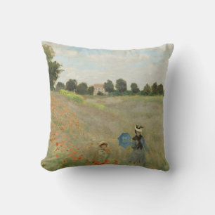 Claude Monet The Poppy Field near Argenteuil Art Cushion