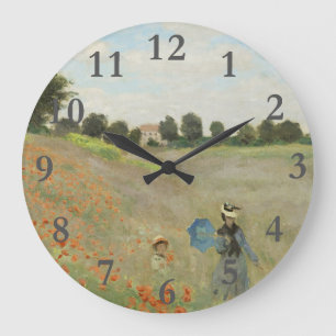 Claude Monet The Poppy Field near Argenteuil Art Large Clock