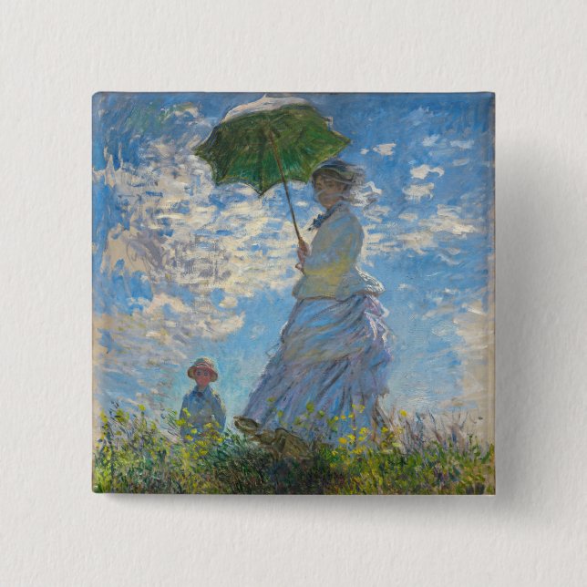 Claude Monet - The Promenade, Woman with a Parasol 15 Cm Square Badge (Front)