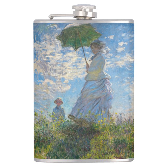 Claude Monet - The Promenade, Woman with a Parasol Hip Flask (Front)