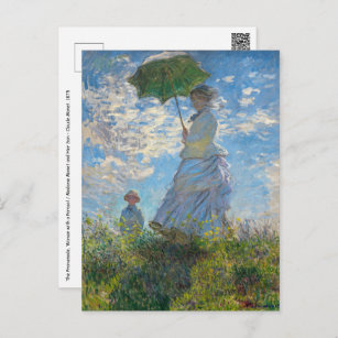 Claude Monet - The Promenade, Woman with a Parasol Postcard
