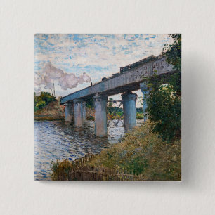 Claude Monet - The Railway Bridge at Argenteuil 15 Cm Square Badge