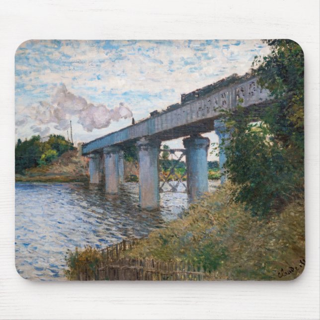Claude Monet - The Railway Bridge at Argenteuil Mouse Mat (Front)