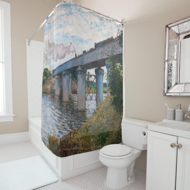 Claude Monet - The Railway Bridge at Argenteuil Shower Curtain (In Situ)