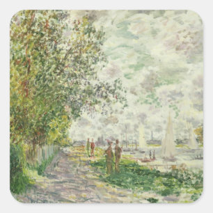 Claude Monet   The Riverbank at Gennevilliers Square Sticker