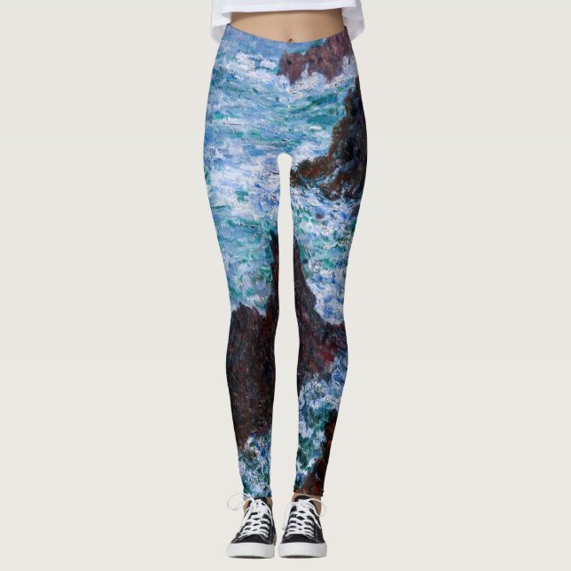 Claude Monet - The Rocks at Belle-Ile, Wild Coast Leggings (Front)