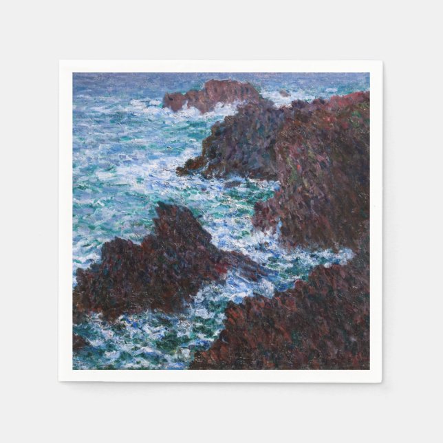 Claude Monet - The Rocks at Belle-Ile, Wild Coast Napkin (Front)