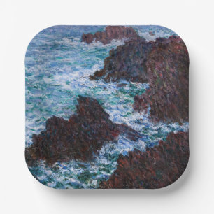 Claude Monet - The Rocks at Belle-Ile, Wild Coast Paper Plate