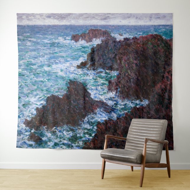 Claude Monet - The Rocks at Belle-Ile, Wild Coast Tapestry (In Situ (Horizontal))
