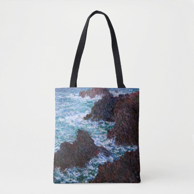 Claude Monet - The Rocks at Belle-Ile, Wild Coast Tote Bag (Front)