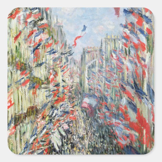 Claude Monet | The Rue Montorgueil, Paris Square Sticker (Front)