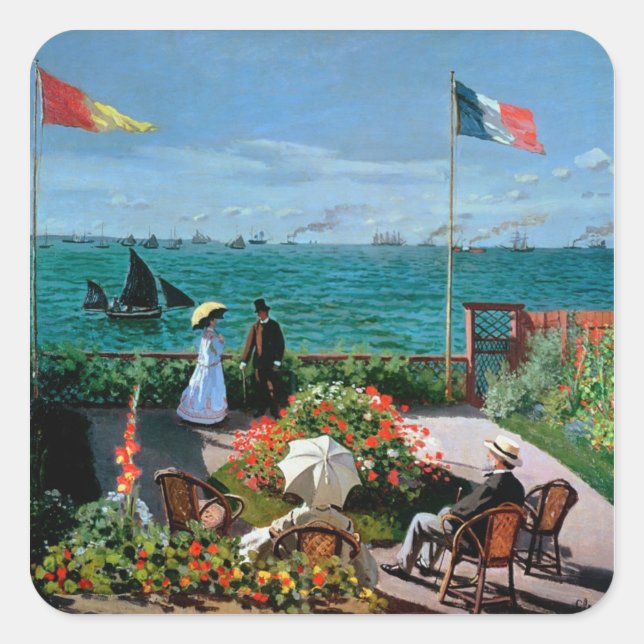 Claude Monet | The Terrace at Sainte-Adresse, 1867 Square Sticker (Front)