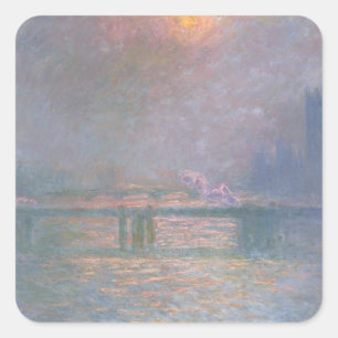 Claude Monet The Thames with Charing Cross Square Sticker
