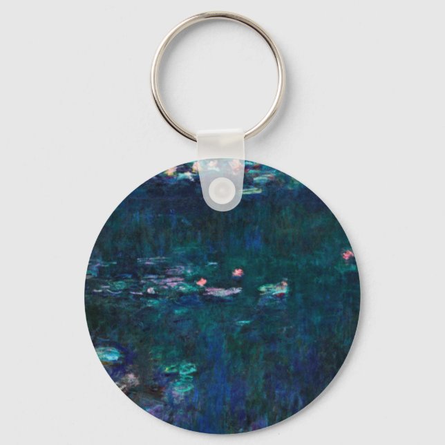 Claude Monet - The Water Lilies - Green Reflection Key Ring (Front)
