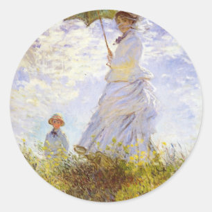 Claude Monet - The Woman With The Parasol Classic Round Sticker