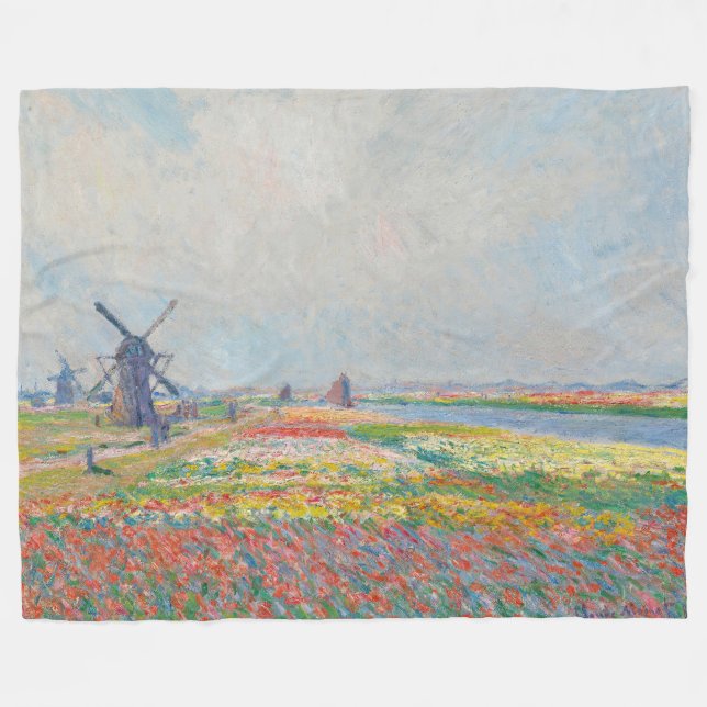 Claude Monet - Tulip Fields near The Hague Fleece Blanket (Front (Horizontal))