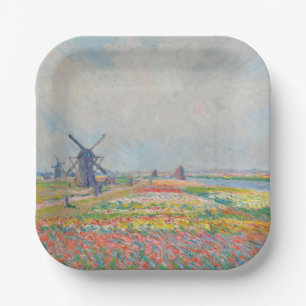 Claude Monet - Tulip Fields near The Hague Paper Plate