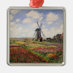 Claude Monet   Tulip Fields Rijnsburg Windmill Metal Tree Decoration
