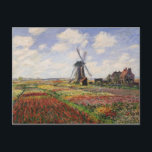 Claude Monet | Tulip Fields Rijnsburg Windmill Postcard<br><div class="desc">Tulip Fields with the Rijnsburg Windmill,  1886 | by Claude Monet | Art Location: Musee d'Orsay,  Paris,  France | French Artist | Image Collection Number: XIR37019</div>