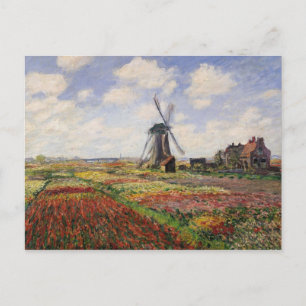 Claude Monet Tulip Fields Rijnsburg Windmill Postcard
