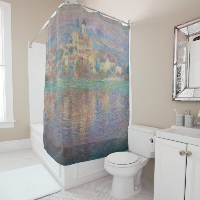 Claude Monet - Vetheuil, Sunset Shower Curtain (In Situ)
