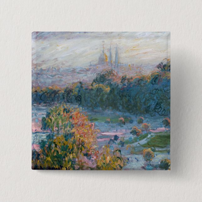 Claude Monet - View of the Tuileries, Study 15 Cm Square Badge (Front)