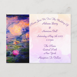 Claude Monet Vintage Water Lilies Wedding  Invitat Postcard
