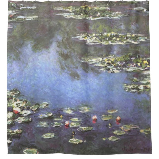 Claude Monet, Water Lilies, 1906, Blue Shower Curtain (Front)