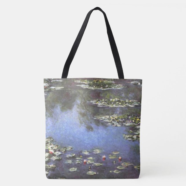 Claude Monet, Water Lilies, 1906, Blue Tote Bag (Front)