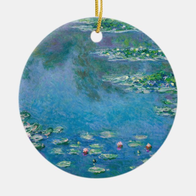 Claude Monet - Water Lilies 1906 Ceramic Tree Decoration (Front)