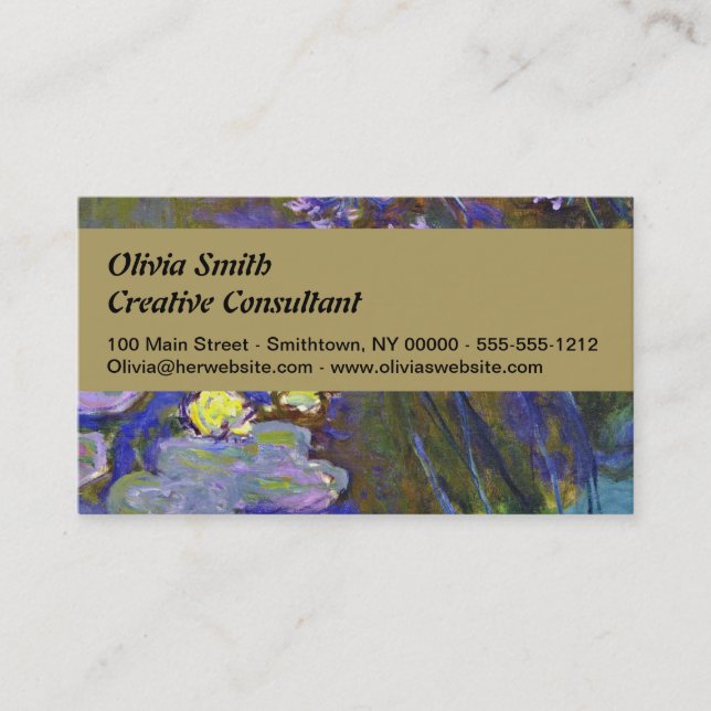Claude Monet Water Lilies Agapanthus Business Card (Front)