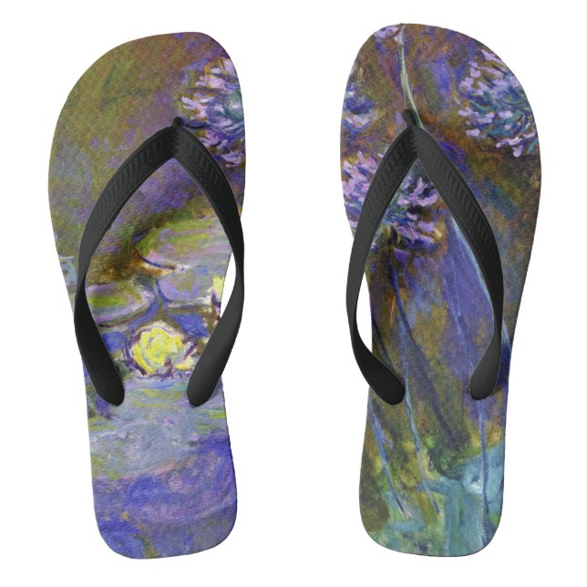 Claude Monet Water Lilies Agapanthus Flip Flops (Footbed)