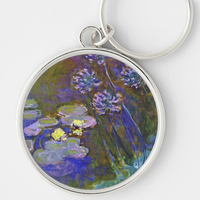 Claude Monet Water Lilies Agapanthus Key Ring (Front)